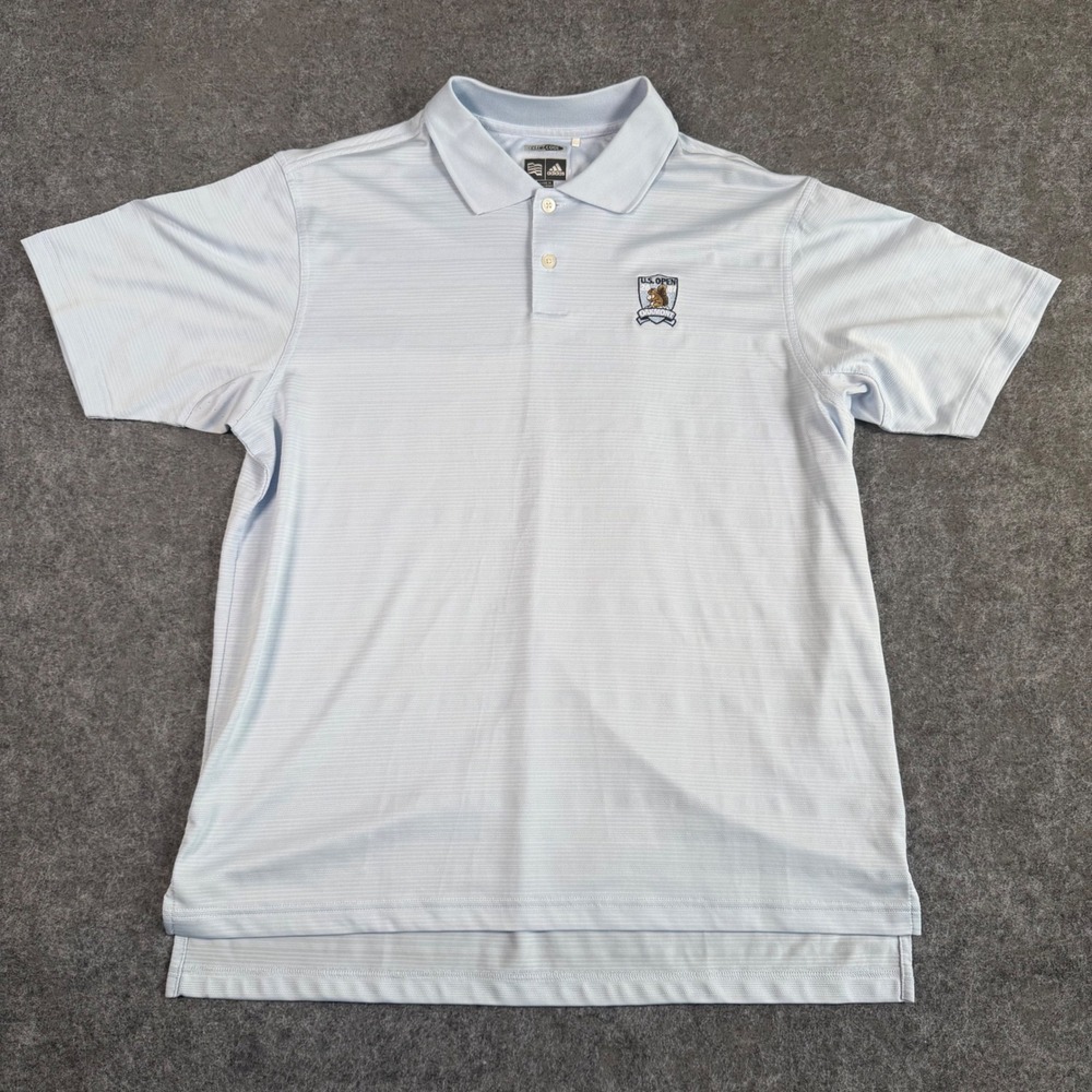 Adidas Polo Mens Large US Open 2007 Oakmont Golf Shirt Light Blue ClimaCool